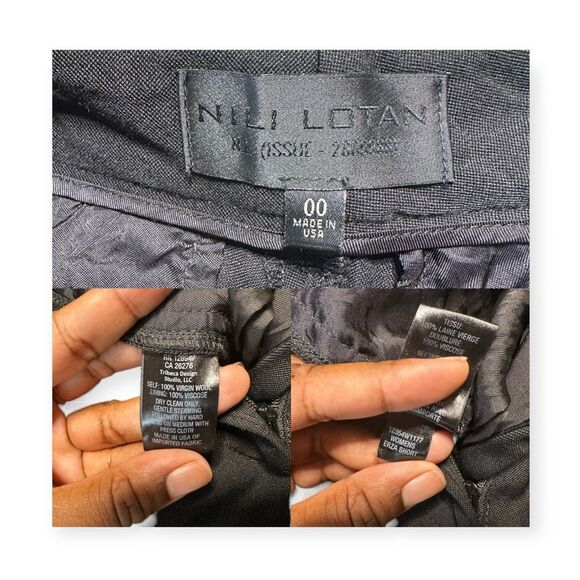 Nili Lotan Shorts Women’s 00 Ezra Wide-Leg Virgin Wool Crepe Black Issue 2609988 - Picture 8 of 9